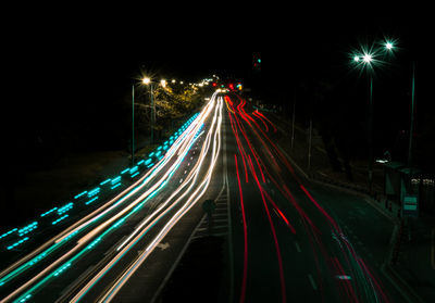 Light trails on highway at night