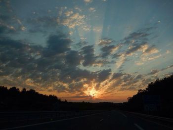 View of road at sunset