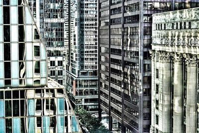 Low angle view of modern buildings in city