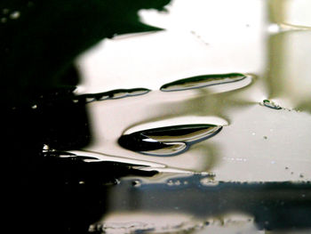 Close-up of water drops on metal