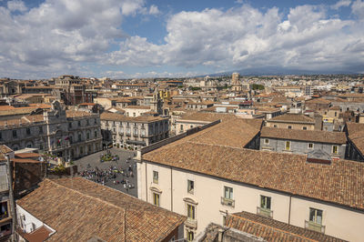 High angle view of the center of catania with università square