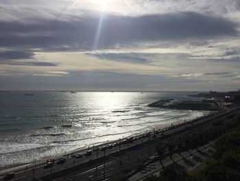 Scenic view of sea at sunset