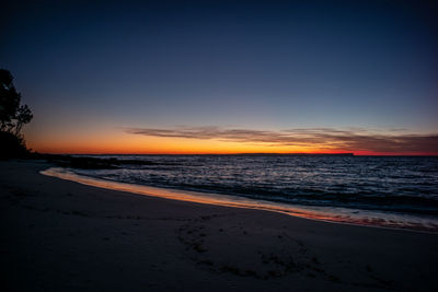 Scenic view of sea against sky at sunset