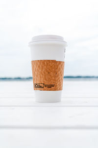 Close-up of coffee cup on table