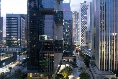 High angle view of buildings in city