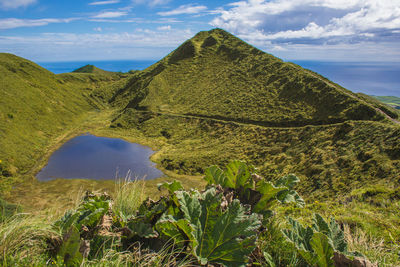 Scenic view of land against sky