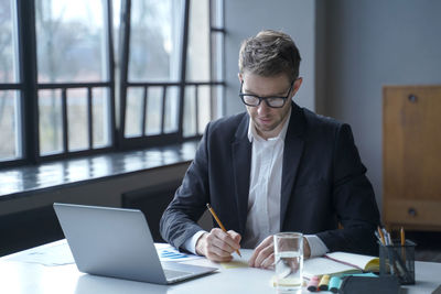 Businessman working at office