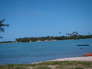 Scenic view of calm sea against clear sky