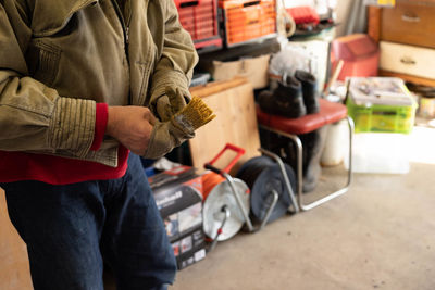 Man working on motorcycle