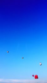 Hot air balloon against clear blue sky