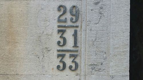Close-up of text on wood