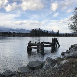 Scenic view of lake against sky