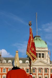 Low angle view of temple against blue sky