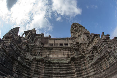 Low angle view of old building against sky