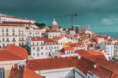 Residential district against sky