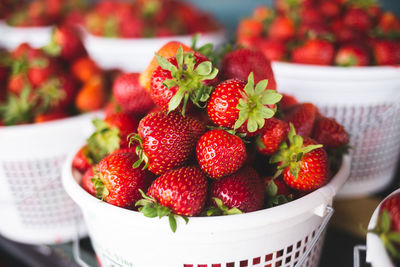 Close-up of strawberries in basket