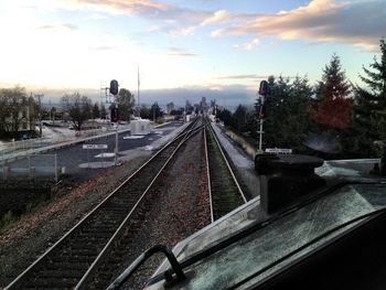 Railroad track at sunset