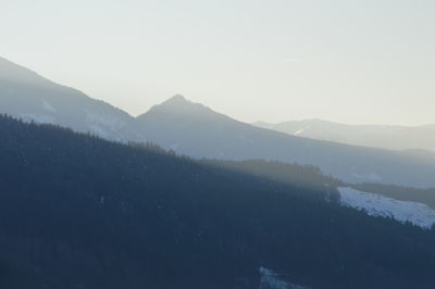 Scenic view of mountains against clear sky