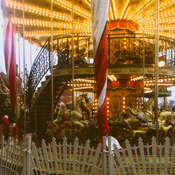 Low angle view of illuminated sculpture at amusement park