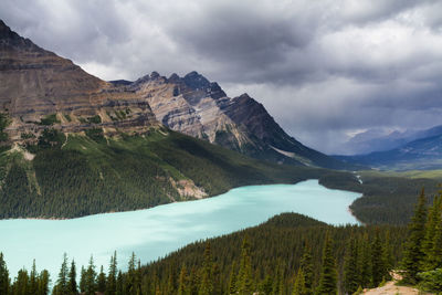 Panoramic view of landscape and mountains against sky