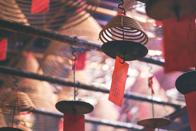 Low angle view of lanterns hanging in market