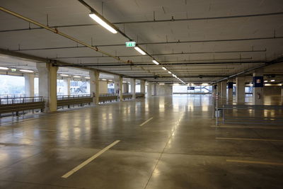 Empty parking and covered shopping center