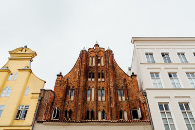 Traditional colorful houses with gable in the old town of stralsund.