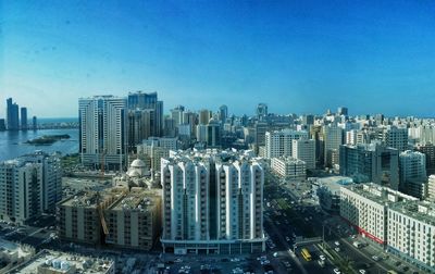 City skyline at dusk