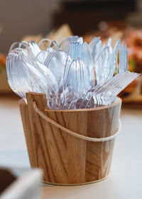 Close-up of forks and spoon on table