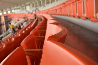 High angle view of empty chairs