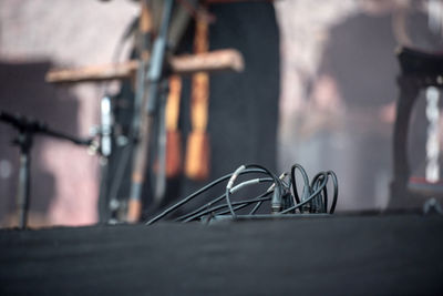 Close-up of cables on stage