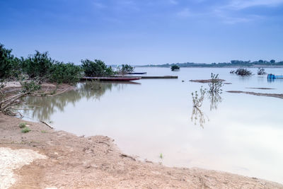 Scenic view of lake against sky