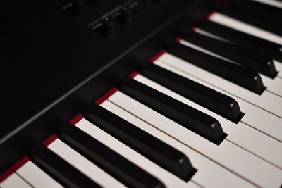 High angle view of piano keys