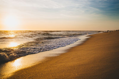 Scenic view of sea at sunset