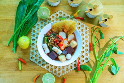 Directly above shot of food on table