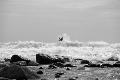 View of a man surfing in the sea