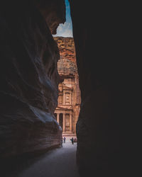 Low angle view of rock formations