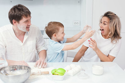 Friends having food at home