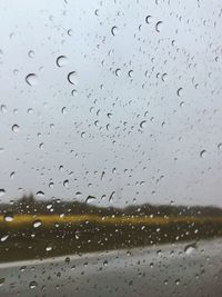 Close-up of water drops on glass