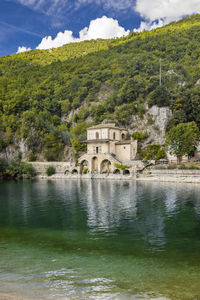 Scenic view of lake against mountain