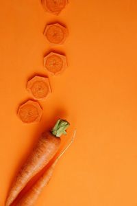 High angle view of orange on wall