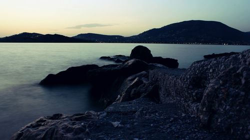 Scenic view of sea at sunset