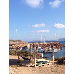 Scenic view of sea against blue sky