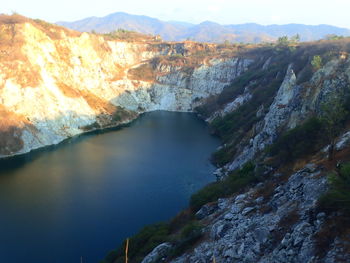 Scenic view of lake and mountains