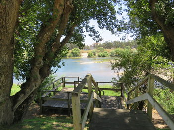 Scenic view of lake against trees