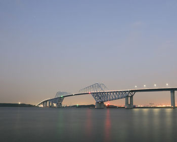 View of suspension bridge at night