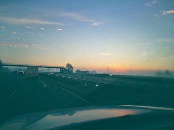 View of sky seen through car windshield