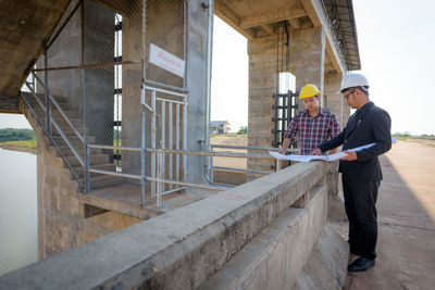 Side view of man working