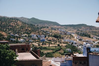 High angle view of townscape against sky