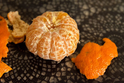 High angle view of orange on table